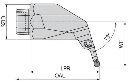 Ceratizit OC50R-X32-4S-L73H MaxiGroove 73° Reinforced Tool Head For Radial Clamping OvalFlex 7459657301 (0721962)