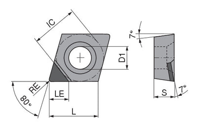 Ceratizit CCGT 120404FN_A4 CTDPD20 CoreLine - PCD Turning indexable Insert - 71124108 (0661447)