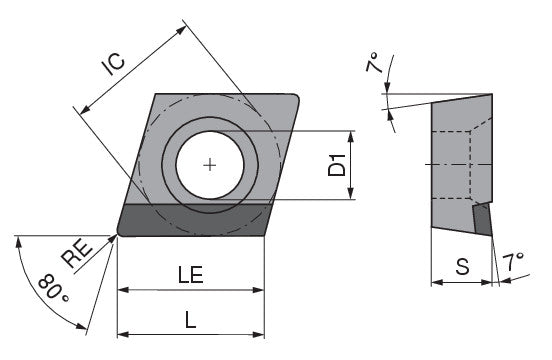 Ceratizit CCGT 120412FRR_A13 CTDPS30 CoreLine - PCD Turning indexable Insert - 7117020701 (0661537)