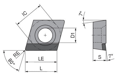 Ceratizit CCGT 120412FRR_A13 CTDPS30 CoreLine - PCD Turning indexable Insert - 7117020701 (0661537)