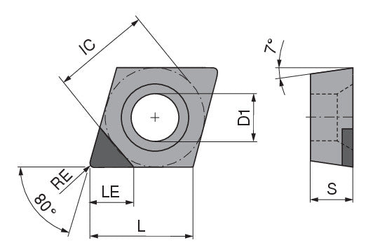 CERATIZIT ISO: CCGW 120408FN_A2 CTDCD10 ANSI: CCGW 432FN_A2 CTDCD10 PCD TURNING INSERT 51000218 (0643564)