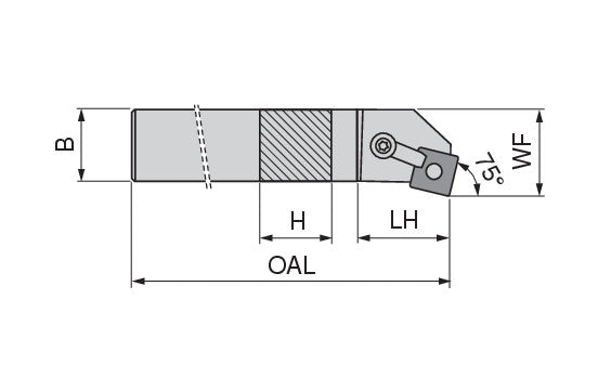 Ceratizit MSKNL 20-5D MaxiLock-M 75° Toolholder With Top Clamping 7853302045 (0711571)