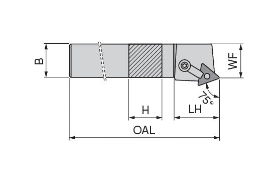Ceratizit MTRNL 12-3B MaxiLock-M 75° Toolholder With Top Clamping 7854701223 (0711612)