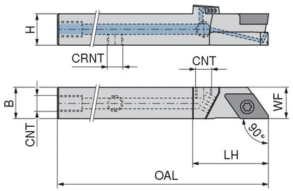 Ceratizit SDACL 1212 M07 DC CoreLine - 90° - Tool Holder With Screw Clamping 7077101201 (0722556)