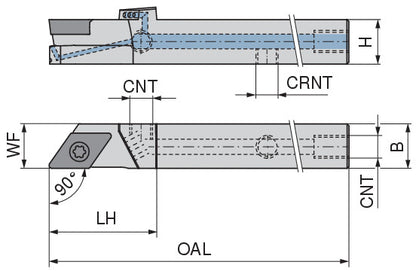 Ceratizit SDACR 0808 K07 DC CoreLine - 90° - Tool Holder With Screw Clamping 7077100800 (0722557)