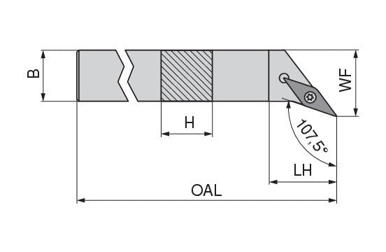 Ceratizit SVHCL 1616 H11 MaxiLock-S - 107.5° - Toolholder With Screw Clamping 70705016 (0710719)