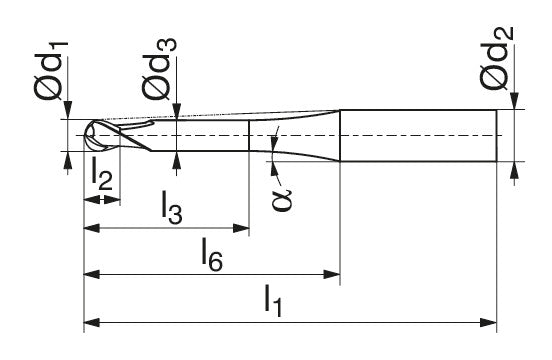 CERATIZIT H.RD.2,0.30°.Z2.R1,0.HA.ML TI2000 SOLID CARBIDE BALL NOSED MILLING CUTTER 5235232000 (0649665)