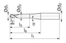 Ceratizit H.RD.8.0.30°.Z2.R4.0.HA.ML TI2000 BlueLine - Ball Nosed Cutter 52352080 (0649245)