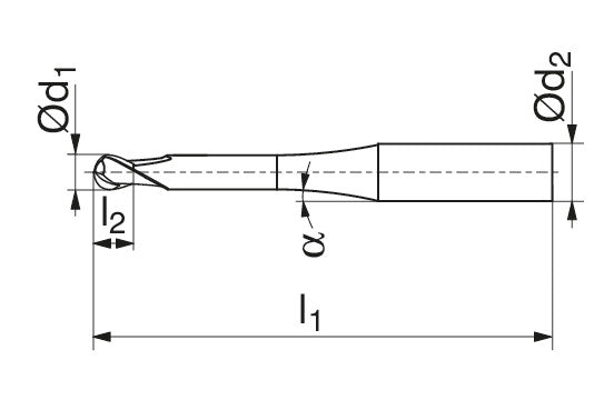 CERATIZIT H.RD.6,0.30°.Z3.HA.ML TI2000 SOLID CARBIDE BALL NOSED MILLING CUTTER 5235506000 (0649723)