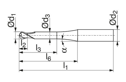 Ceratizit H.RD.2,5.30°.Z2.HA.K54 TI2000 CoreLine - Ball-nosed End Mills - BlueLine 52256026 (0649840)