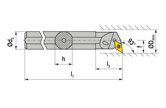 Ceratizit S20U SDUCL 3X MaxiLock-S - 93° - Boring Bar With Screw Clamping 7872132030 (0711768)